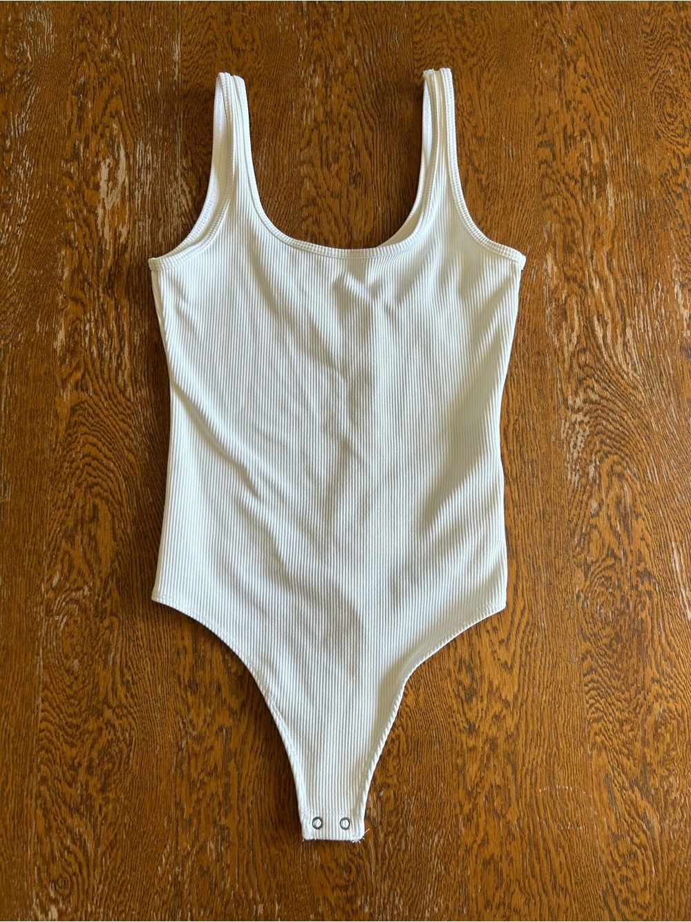 Abercrombie & Fitch White Ribbed Tank One-Piece Bodysuit